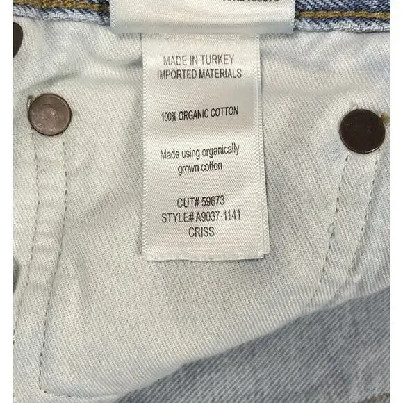 Agolde Criss Cross Straight Frayed High Rise Denim Jeans Button Fly Size 26 - Picture 12 of 13